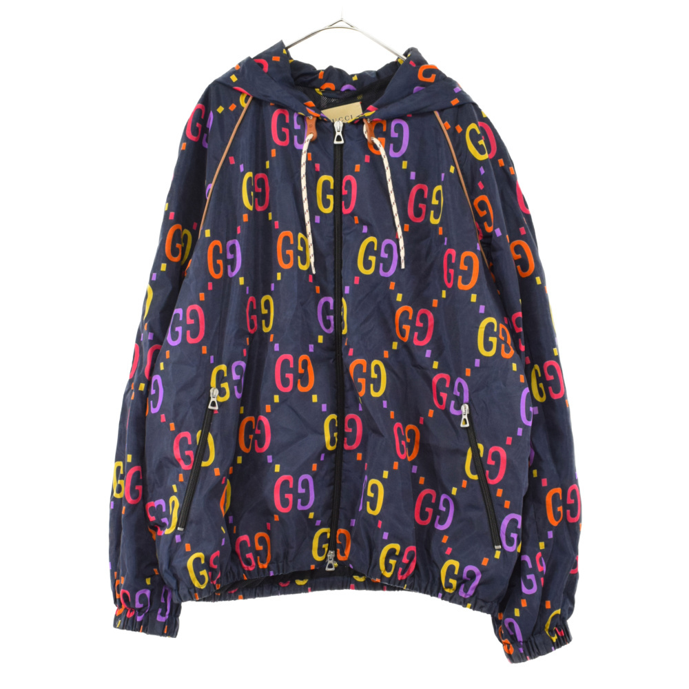 極美品□21AW GUCCI/グッチ 654831 GGナイロン ジャカード 中綿入り リバーシブル ブルゾンジャケット 緑×オレンジ 46 イタリア製 正規品 ファッション ブランド別 ジャケット、上着