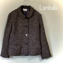 ◎Lamballe ランバール ジャケット ツイードジャケット 丸襟ジャケット ジャケット レディース サイズ9号 黒系色 女性 フォーマル_画像1