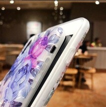 iPhone13ProMax ケース　シェル風 　パープル系　花柄　リング　匿名配送_画像5