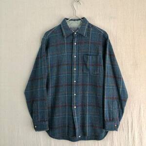 USA製 70s PENDLETON ウール シャツ / M ウール チェック フランネル グリーン パープル ビンテージ T3-01097-8332 sale