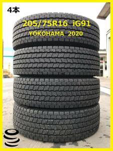 【M】 YOKOHAMA 205/75R16 IG91 2020 中古studless 4本セット