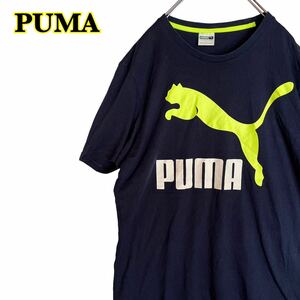PUMA プーマ　半袖Tシャツ　プリントTシャツ　紺　メンズ　Lサイズ　【AY0947】