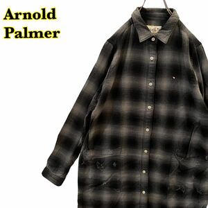 Arnold Palmer アーノルドパーマー　長袖　シャツワンピース　オンブレチェック　ネルシャツ　4サイズ　【AY1003】