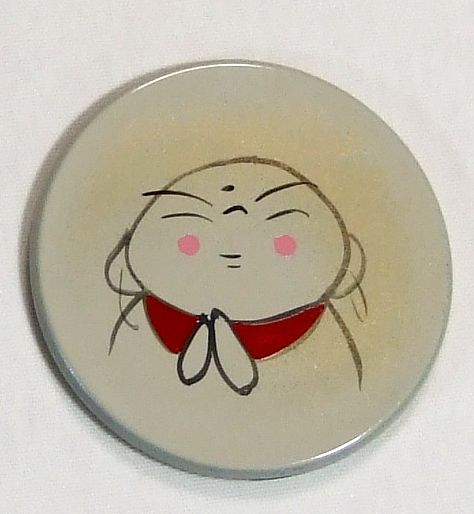 ★Cute Jizo makie ★Aizu lacquerware compact mirror white Japanese hand-painted lacquer ★Free shipping, cosmetics, skin care, makeup tools, cosmetic accessories, hand mirror