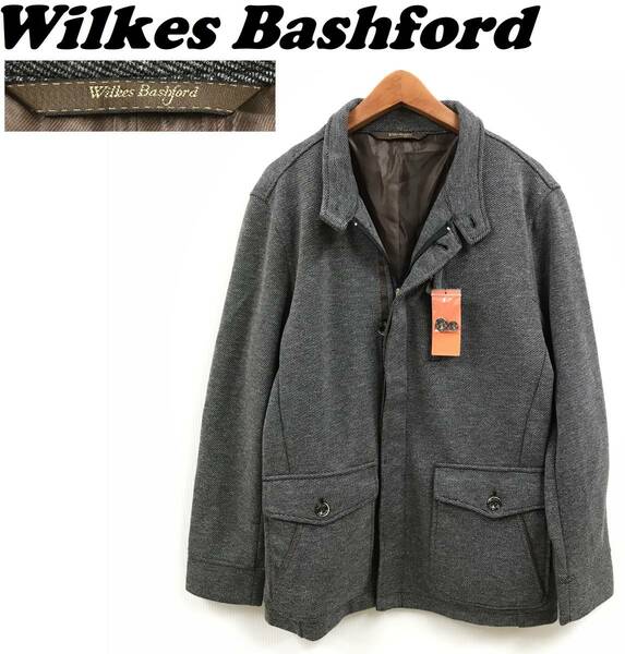 未使用品 /L/ Wilkes Bashford グレー ジャケット ジップ アウター フォーマル メンズ ビジネス タグ ボタン ウィルクスバッシュフォード