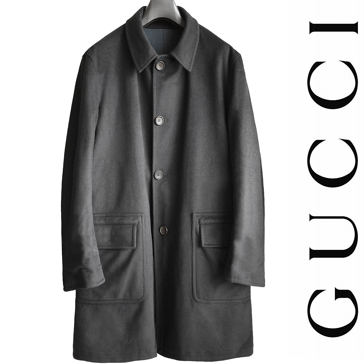 参考40万 伊製 GUCCI グッチ メルトンウール Pコート 54-