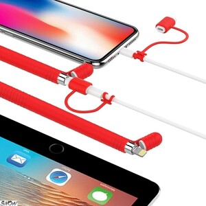 レッド シリコン製 滑り止め スキン スリーブ キャップ アップル ペンシル 保護 Apple Pencil ケース スタイラスペン タッチペン カバー