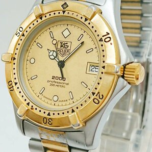 稼働品!!電池交換済み!!TAG HEUER/タグホイヤー プロフェッショナル 2000シリーズ 金色 レディース ウォッチ デイト 腕時計の画像5