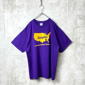 【us古着】90s プリントTシャツ　半袖　Lサイズ　紫　 半袖Tシャツ　 プリントTシャツ