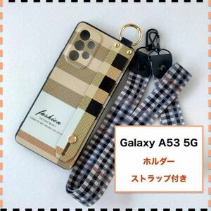 GalaxyA53 5G ケース ホルダー チェック柄 ギャラクシー A53