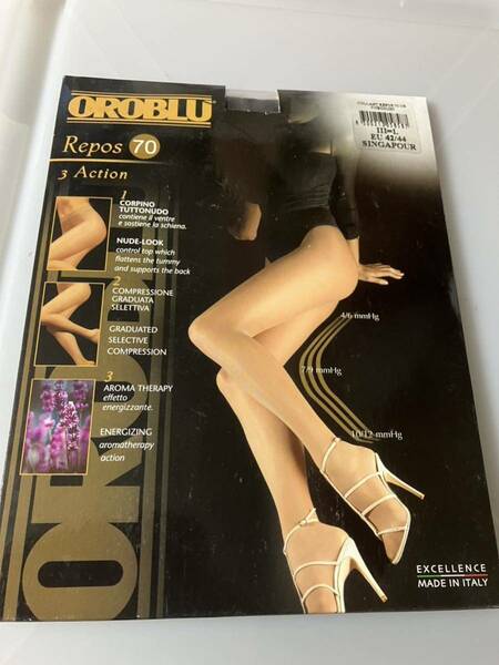 【送料無料】 OROBLU repos 70 3action L eu 42/44 singapour 70デニール タイツ オロブル イタリア製 tights 黒