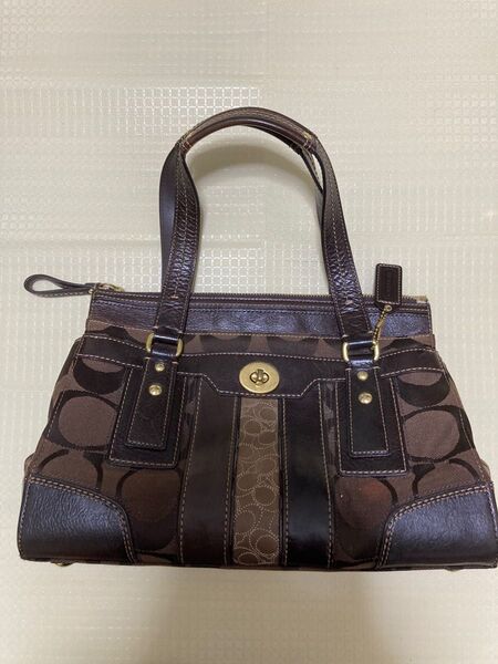 COACH シグネチャー トートバック ダークブラウン系