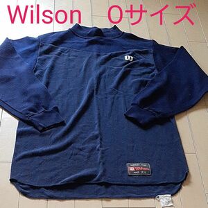 野球ベースボール長袖アンダーシャツWilsonウィルソンネイビー紺色冬用厚手Oサイズused