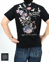 黒菟華 不思議の本半袖Tシャツ◆LIN ブラックXXLサイズ AL-759033 兎 ウサギ 和柄 和風 男女兼用 ユニセックス_画像1