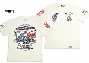 TEDMAN×カミナリコラボ 1on1半袖Tシャツ◆カミナリ ホワイトMサイズ 中排気量 TDKMT-17 雷 テッドマン エフ商会 昭和 efu レトロ