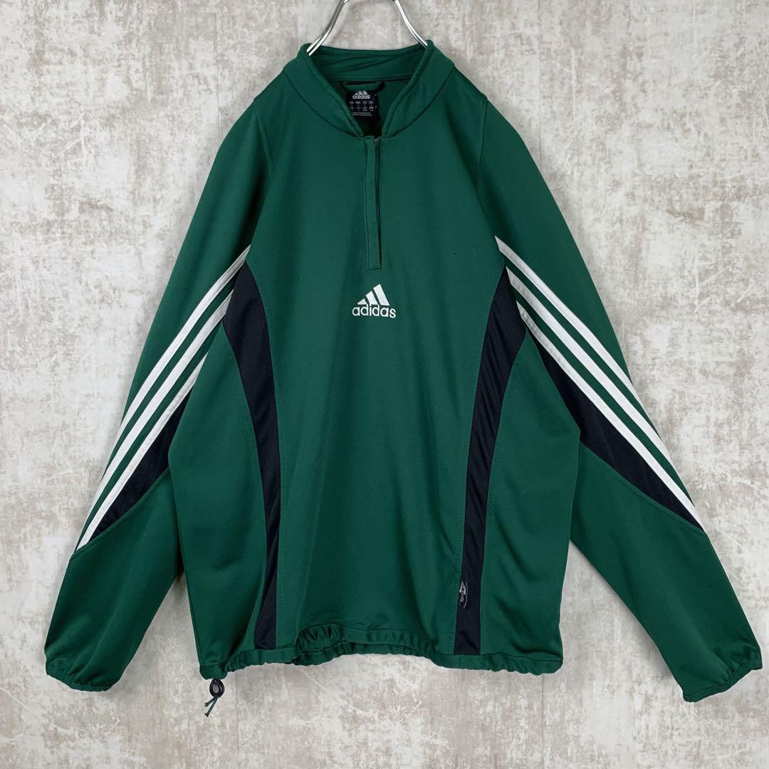 【人気グリーン】adidasトラックジャケット古着ワンポイント刺繍ロゴ緑L ジャージ オンライン卸売販売