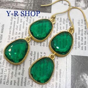  emerald. type pushed . Gold earrings * lady's color stone accessory Cubic Zirconia ethnic India jewelry new goods Y-R wholesale 