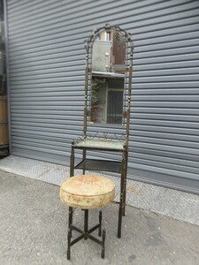 24W1473 retro! Big Ben dresser dresser dresser mirror H143cm chair attaching pickup possibility 