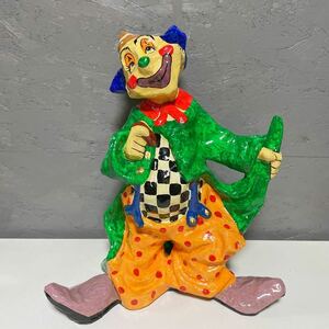 Art hand Auction Кукла-клоун, винтажная антикварная статуэтка, винтажная большая ручной работы из папье-маше, клоун, Лос-Гатос, Мексика, Аксессуары для интерьера, орнамент, западный стиль