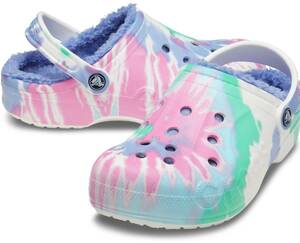 24cm クロックス バヤ ラインド タイダイグラフィック クロッグ ピンク レモネード マルチ BAYA LINED TIE-DYE GRAPHIC CLOG ボア M6W8