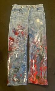 Levis ripped jeans リーバイス　ダメージジーンズ　ペンキ　ペイントスプラッター　クラッシュデニム