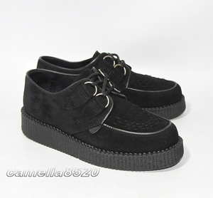 Underground アンダーグラウンド ORIGINAL WULFRUN CREEPER レディース クリーパー 厚底 黒 ブラック スエード UK6 約24.5cm 中古 美品