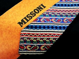 ♪今週の特売980円～♪0829W♪状態並品【MISSONI】ミッソーニ【ペイズリー ストライプ 柄】ネクタイ♪