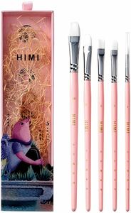  painting materials writing brush paint brush flat type writing brush flat type jpy head writing brush short wool writing brush 5 pcs set ( pink )