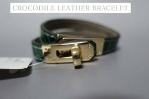  новый товар крокодил 2 -слойный наматывать браслет 30754 сияющий зеленый 