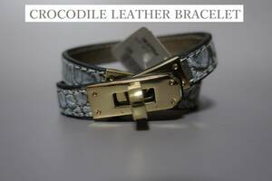  новый товар крокодил 2 -слойный наматывать браслет 30754 серебряный голубой 