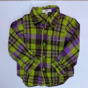 チェック べべ ネルシャツ 長袖 ワスク 90 子供