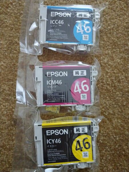 【未使用】EPSON エプソン 純正インクカートリッジ IC46 3色シアン、マゼンタ、イエロー「サッカーボール」