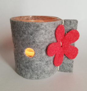 [ unused ] candle holder glass felt cover gray relax interior aroma fragrance new goods 