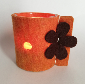 [ unused ] glass holder candle felt orange relax interior aroma fragrance new goods 