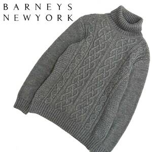 イタリア製 BARNEYS NEWYORK バーニーズニューヨーク ニット タートルネック セーター(S)グレー メンズ