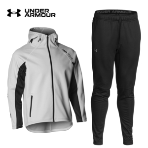 即決新品 XLサイズ UNDER ARMOUR 厚手フリース上下セット セットアップ ライトグレー／ブラック　アンダーアーマー