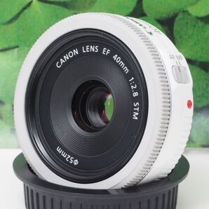 【美品】キヤノンEF40mmf2.8STM♪希少色ホワイト♪背景ぼかしの神レンズ