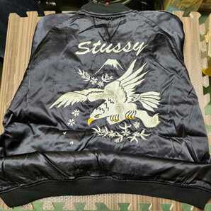 STUSSY スカジャン リバーシブル ジャケット Lサイズ 青 黒 当時物 90年代 オールド ステューシー 激レアの画像10