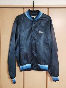 NAVY ナイロン スタジャン ジャンバー ブルゾン ヴィンテージ USED 紺 L