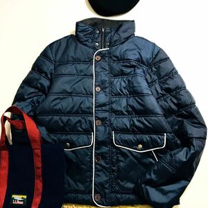 ikka イッカ　スタンドカラー　中綿入り　ジャケット　ネイビー　M