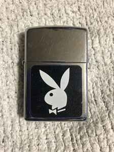 レア 人気 良品 USA製 ZIPPO/ジッポー PLAY BOY/プレイボーイ シール付き オイル ライター シルバー/レギュラー