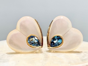 18K shell blue topaz Heart earrings 