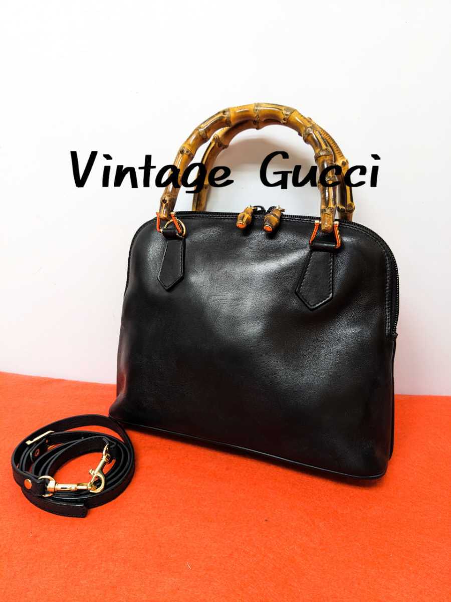 良品 極希少 Gucci バンブー 2wayハンドバッグ ショルダーバッグ レア