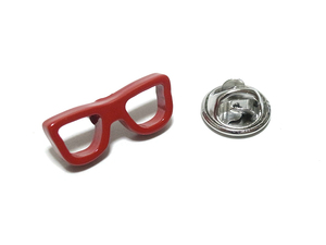 【ラペルピン★ピンズ】メガネ　眼鏡　めがね　レッド　赤　pin-0395