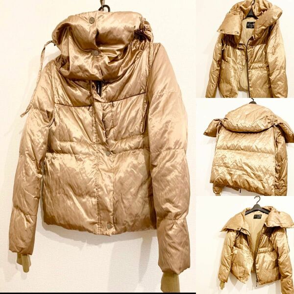 上品　ゴールド　ダウン90% ジャケット　コート　暖か　カジュアル　ドレッシー