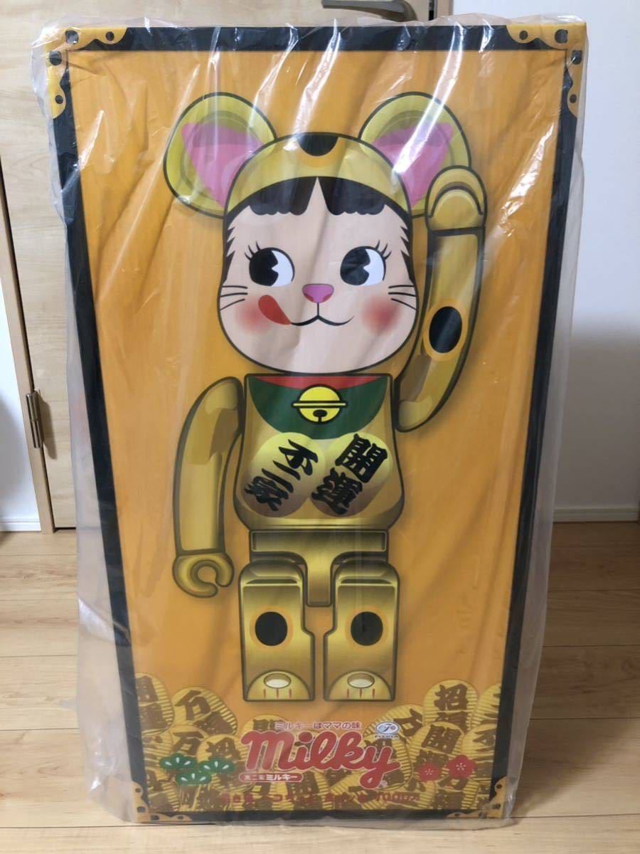 BE@RBRICK 招き猫 ペコちゃん 蛍光グリーン 100％ ＆ 400％ の+