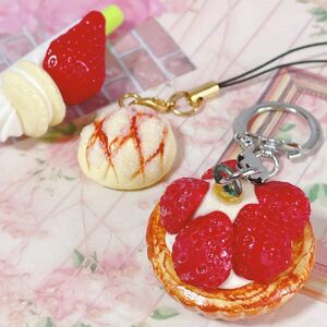 c2746 フェイクスイーツ　ストラップ　キーホルダー　ボールペン　ハンドメイド