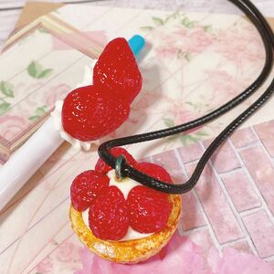 c2754 fake sweets necklace ballpen hand made clay skill 