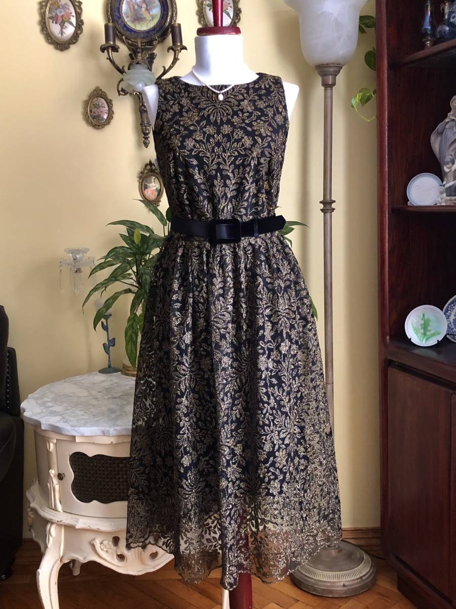 美品 FOXEY フォクシー ストレッチ ドレス フレア ワンピース ...