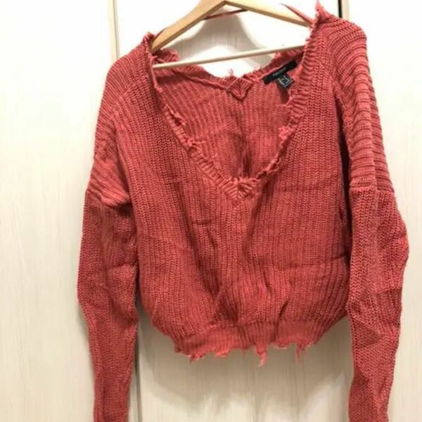 Forever21 Vネックニット ダメージ　春